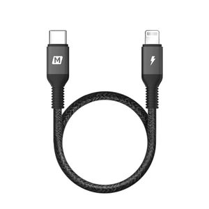 MOMAX - Cable USB C a Lightning de nailon trenzado MFI certificado 4ft cable de carga de sincronización compatible con iPhone XS XS MAX XR X 8 8 Plus