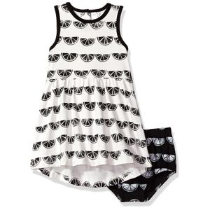 Petit Lem bebé limón de las niñas 2pc Set Vestido y pañal cover Knit