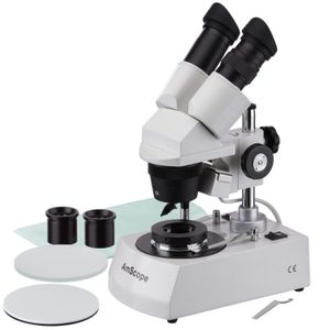 AmScope se306-py-dk Binocular Microscopio Estéreo, WF10 x y WF15 x oculares, 20 x/30 x/40 x/60 x Ampliación, 2 X y 4 x objetivos, iluminación halógena