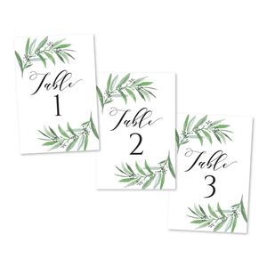 Número de mesa de eucalipto de doble cara, para boda, restaurante, cumpleaños, fiesta, caligrafía, tarjeta impresa, centro de mesa, ajuste de marco re
