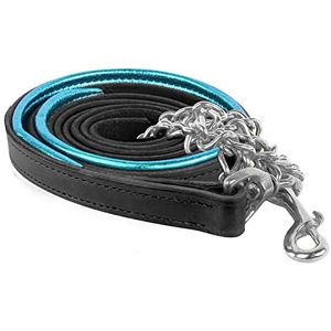 Perri &apos;s piel plomo metálico de piel acolchado con cadena, 6-Feet, Black/Turquoise