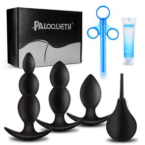 Juego de tapones anales para anal Sex, PALOQUETH de silicona Anal Plug Toy Kit de cuentas anales para un uso cómodo a largo plazo 3 pequeños tapones