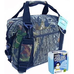 Polar Bear Coolers Serie de nailon suave enfriador Tote Tamaño 12 Pack (roble oscuro) & Fit & Fresh Cool Coolers Slim Ice 4 Pack (paquete)