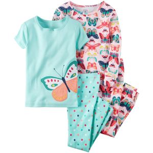 Del Carter Little Girls '4-Piece Snug Fit algodón pijamas