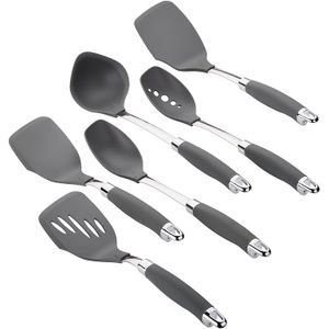 Anolon SureGrip - Juego de utensilios antiadherentes para cocina, 6 piezas, color gris