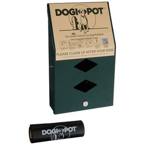 Dogipot 1002-2 - Dispensador de bolsas junior con rollos de bolsa de basura, aluminio, color verde
