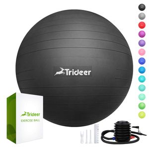 Trideer Exercise Ball (45-85cm) Extra Thick Yoga Ball Chair, Anti-Burst Heavy Duty Stability Ball Supports 2200lbs, Birthing Ball with Quick Pump (Off