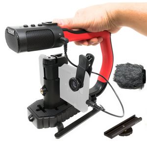 Movo micrig Extreme Sport Edition – Mango de vídeo con micrófono estéreo integrados, Parabrisas, & Fisheye Lente para iPhone 5, 5 C, 5S, 6, 6s, 7, 8,