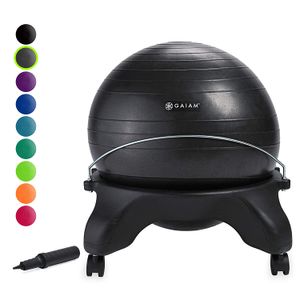 Gaiam - Silla clásica sin respaldo, balón de equilibrio – Estabilidad para ejercicio, yoga, balón ergonómico premium para el hogar y la oficina con bo