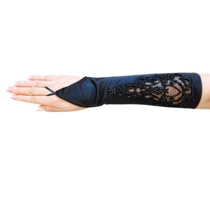 ZaZa - Guantes sin dedos para novia (satén, encaje, lentejuelas y perlas)