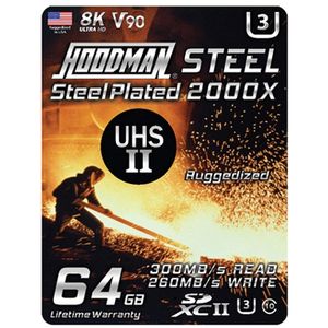 Hoodman 64 GB acero 2000 x Tarjeta de memoria SDXC uhs-ii Class 10 U3 Ruggedized