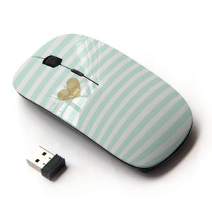 koolmouse [óptico 2.4 G mouse inalámbrico] [Verde Menta Oro Corazón Amor rayas blancas]