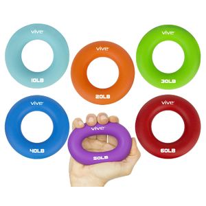 VIVE Forearm Grip Fortalecedor (3 unidades) – Anillo de mano de silicona para ejercicios, apretador para fortalecer los músculos herramienta de entren