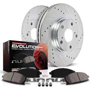 Power Stop K3073 Z23 Evolution kit de frenos traseros con rotores perforados/con ranuras y pastillas de freno cerámicas.