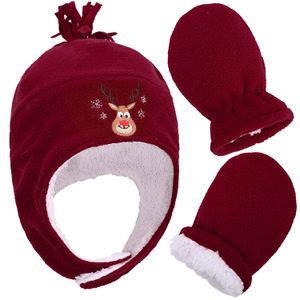SimpliKids – Juego de sombrero y guantes bordados y forrados de tela polar tipo sherpa, para niños y bebés