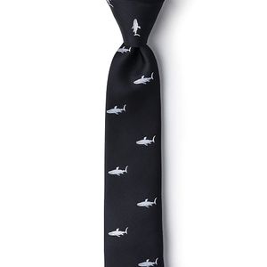 Tiburones de natación Negro Skinny Tie de microfibra