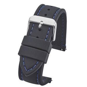 Smooth & Sporty - Correa de silicona para reloj con pasadores de resorte de liberación rápida, color negro/blanco, negro/rojo, negro/azul, negro/amari
