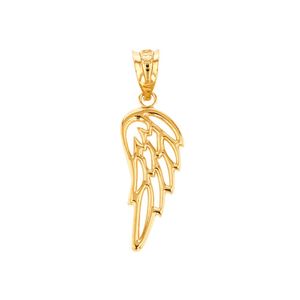 Fine Oro Amarillo De 10 K Guardian Angel Wing encanto de filigrana colgante