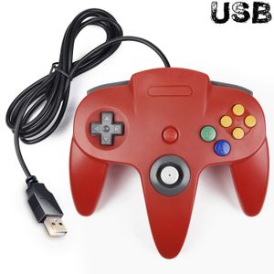 innext Retro clásico N64 Bit USB Control con cable para Windows PC Mac, Linux, Raspberry Pi 3 (Rojo)