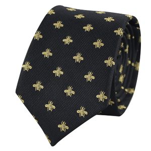 mendepot Bee Necktie con caja de microfibras de Jacquard Oro Bee Pattern Necktie