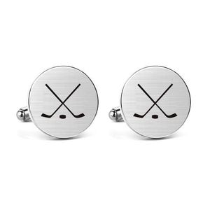 Mueeu - Gemelos de hockey para novio, boda, regalo de compromiso, dama de honor, novio, hombre, Monograma, clip