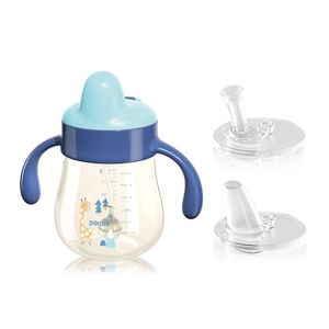 Copas de paja con peso para niños pequeños, a prueba de derrames, PPSU con asas para niños, botella de agua para bebés de 4 meses con 2 tipos de boqui