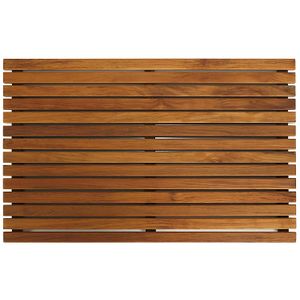 Bare Decor Zen Spa Tapete para la regadera o puerta en madera maciza de teca y acabado aceitado, 31.5 x 19.5 pulgadas.