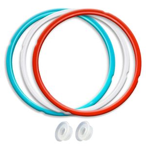 Anillo sellador de silicona, pack de 3, azul cielo, cereza, y blanco transparente, para 5/6 cuarto de galón