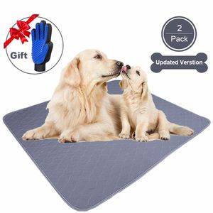 JDPET Washable Dog Pee Pads+Free Grooming Gloves,Non Slip Puppy Pad with Great Urine Absorption & Odor Control,100% Leak-Proof Waterproof Pet Mats for