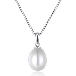 Plata de ley mabella Genuine Agua dulce Cultivadas Blanco Perla lágrima Colgante Collar Regalo Para Las Mujeres
