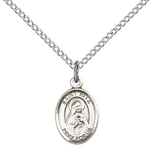 Plata de ley St. Rita De Cascia Colgante con 18" Acero Inoxidable Lite Cadena. Patrona de Soledad/Perdido Causas
