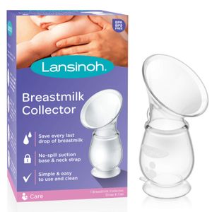 Lansinoh Colector de leche materna, ahorra leche para lactancia materna, cómoda y segura, base de succión y correa para el cuello, 100% silicona de gr