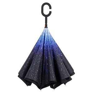 herawy paraguas de doble capa con forma de C Handel para manos libres, no empotrado resistente al viento paraguas de plegado