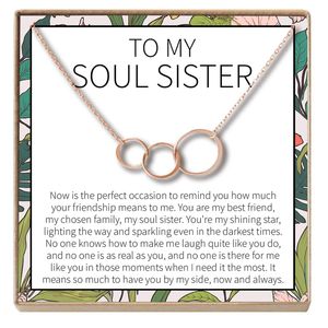 Collar Ava querido: BFF, larga distancia, amigos para siempre, amigos, 3 círculos asimétricos.