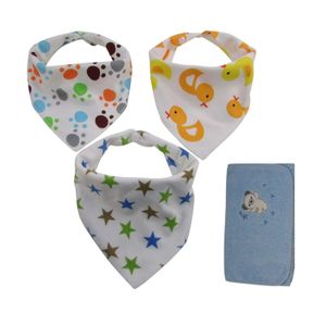 Paquete de 3 baberos de bandana para bebé para niñas y niños, absorbentes de algodón orgánico, baberos bandana para dentición con un paño de rizo.