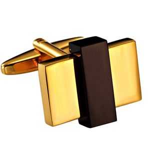 Unique oro Toned Acero Inoxidable Rectangular Mens Moda Gemelos