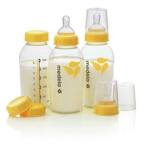 Conjunto de botella Medela para leche materna, amarillo., 8 onzas, Translúcido