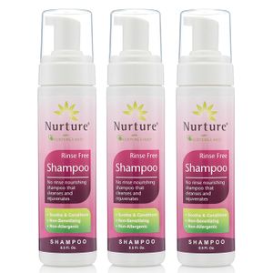 Enjuague Champú sin por Nurture | Sin Enjuague gorro de ducha alternativa – Dispensador de bomba botella – Nutritiva Champú de espuma que limpia y rej