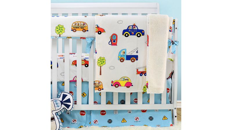 Juego De Ropa De Cama Para Ninos Cars Baby Crib Color Blanco Y Azul Apolo