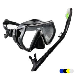 WACOOL - Juego de esnórquel para adultos, máscara de buceo de vidrio con revestimiento antivaho, tubo de buceo con boquilla de silicona, válvula de pu