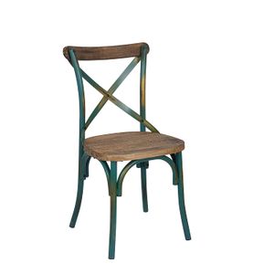 Acme Muebles 73072 1 pieza Zaire Side silla, nogal y turquesa envejecido