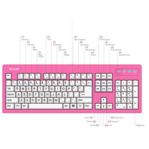 Nuevo 2018 104 teclas impresión de gran tamaño USB alambre resistente a salpicaduras teclado Rosa