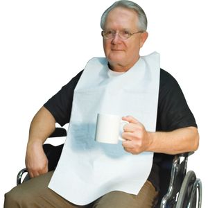 Desechables (Juego de 100) adulto abrazadera Poly baberos de proteger ropa de derrames