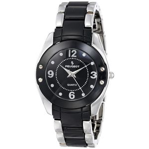 Women''s Round Silver-Tone Acrylic Link Watch