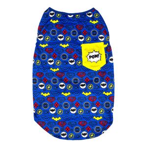 DC Comics Camiseta sin mangas para perros, diseño de Superhéroes DC con logotipo en la parte superior del tanque del perro, azul, mediana