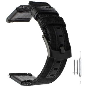 Correa de reloj de 0.866 in de nailon y piel auténtica, liberación rápida para Gear S3 Classic Band/S3 Frontier Bands/Galaxy Watch 1.811 in Band Samsu