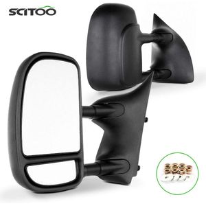 Espejos de remolque SCITOO para Ford F250 F350 F450 F550 99-07 Super Duty espejo lateral manual negro telescópico par conjunto conductor y pasajero (2