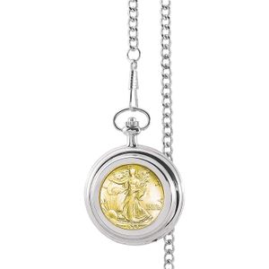 gold-layered Dólar de plata Walking Liberty mitad Reloj de bolsillo