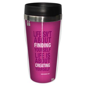 tree-free Greetings 25677 Inspiring Quote creating yourself SIP &apos;n Go inoxidable bordeado Taza de viaje, 16-Ounce