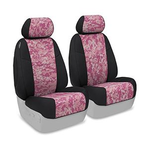 Coverking Front 5050 Bucket Custom Fit funda de asiento para ciertos modelos Honda Accord Neosupreme Digital Pink Camo con laterales negros